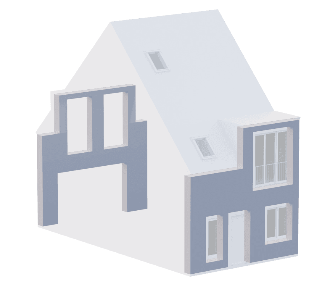 House diagram highlighting external wall locations