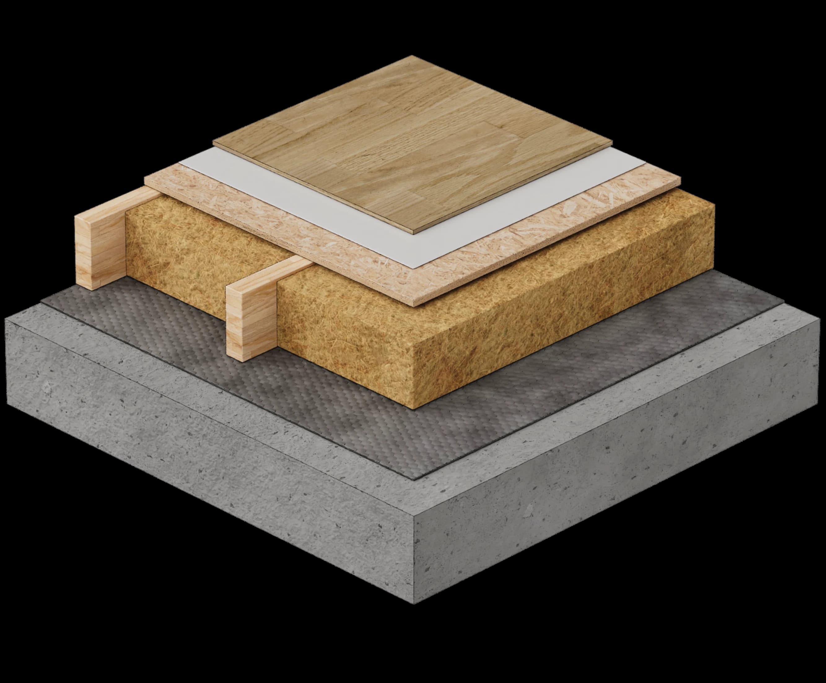 Cross-section of ground floor slab construction layers