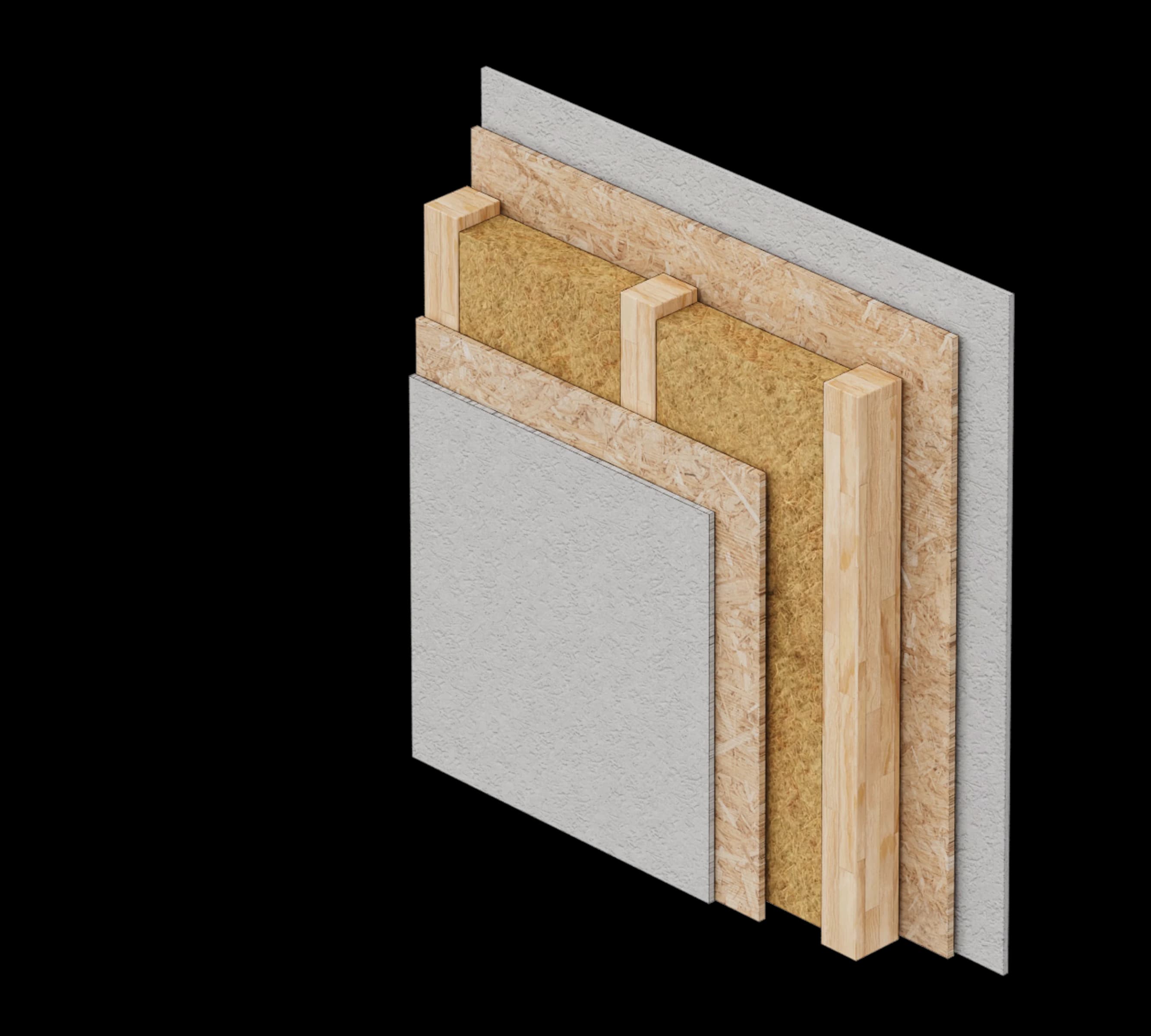 Cross-section of internal wall construction layers