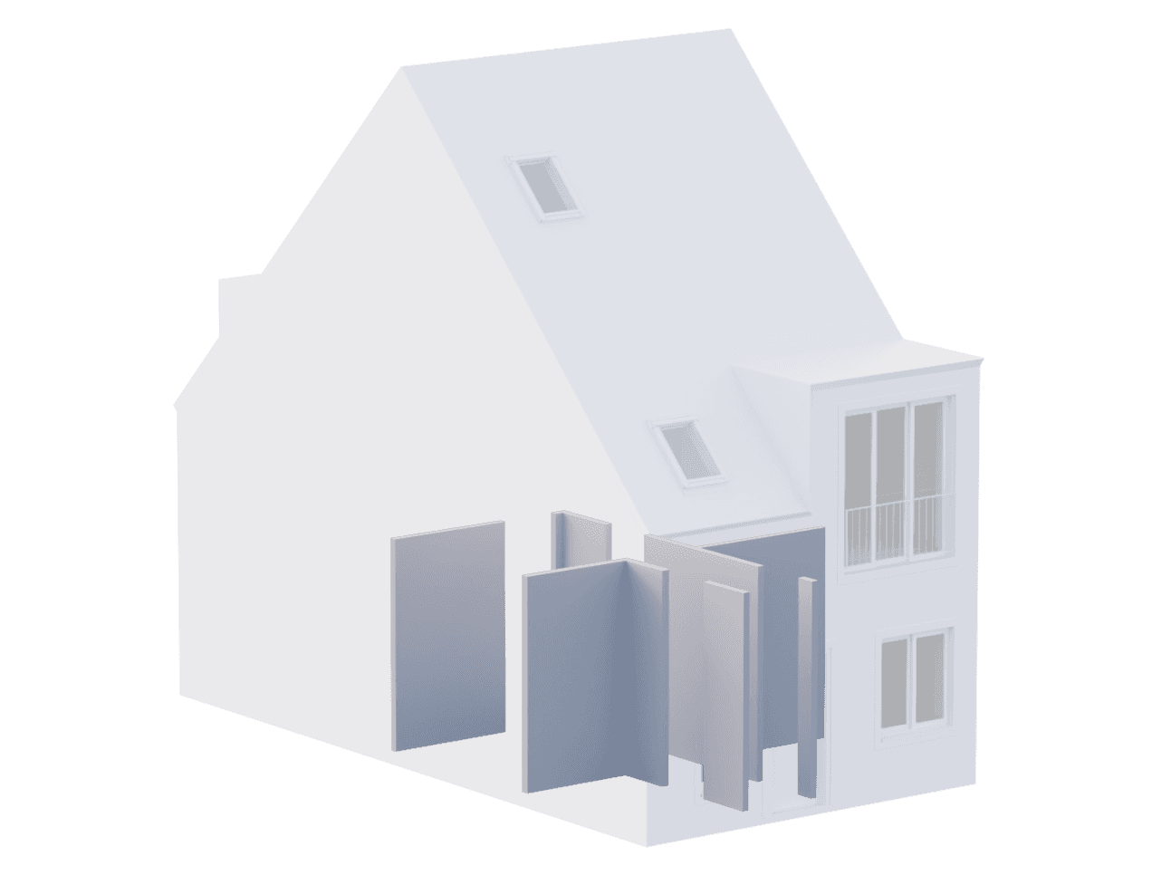 House diagram highlighting internal wall locations