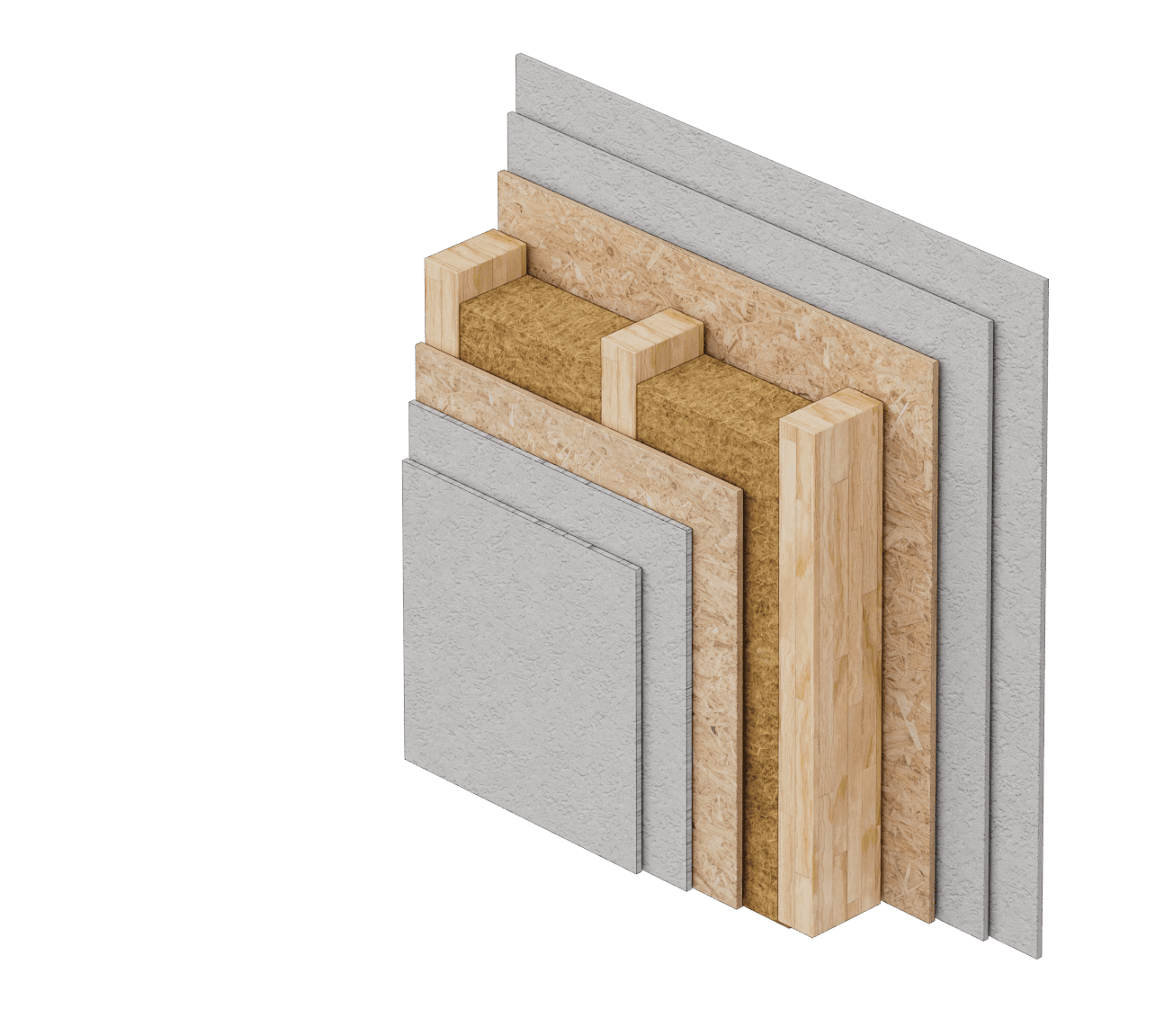 Cross-section of party wall construction layers